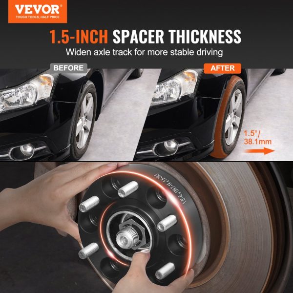 1.5" 6"x5" Wheel Spacers Wheel Adapters 6 Lug Forged Spacer 4 PCS Black - Image 2