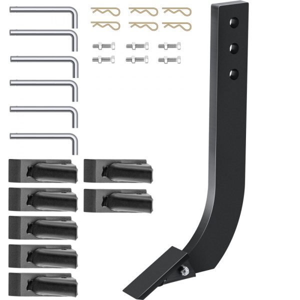 6pc Adjustable Box Blade Shank Set with 16 Scarifier, 3 Hole Box Scraper, Ripper Shank and Removable Teeth Pins for Digging and Plowing