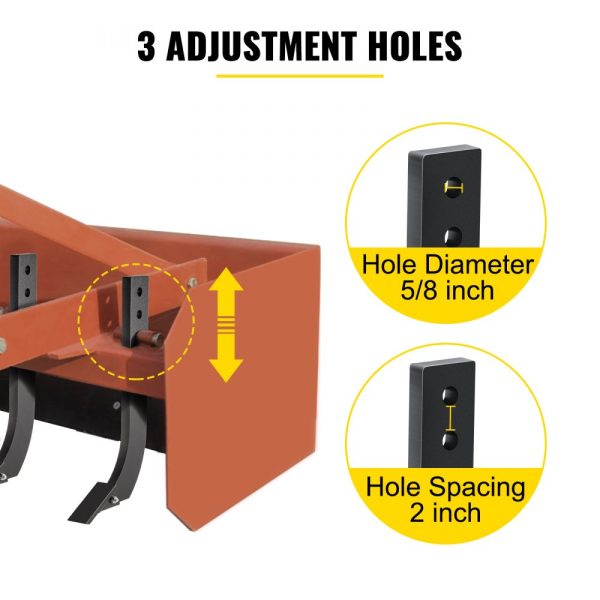 6pc Adjustable Box Blade Shank Set with 16 Scarifier, 3 Hole Box Scraper, Ripper Shank and Removable Teeth Pins for Digging and Plowing - Image 3