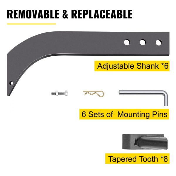 6pc Adjustable Box Blade Shank Set with 16 Scarifier, 3 Hole Box Scraper, Ripper Shank and Removable Teeth Pins for Digging and Plowing - Image 5