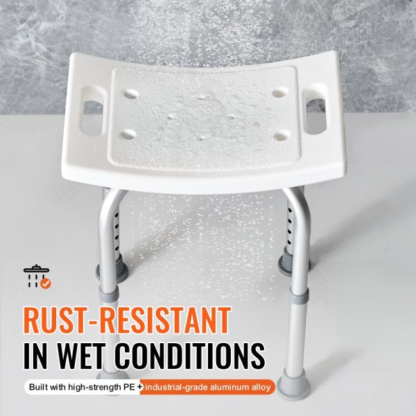 Adjustable Height Shower Chair with Built-in Handles Non-Slip Bathtub Seat for Elderly and Disability Support 158.8kg Capacity - Image 4