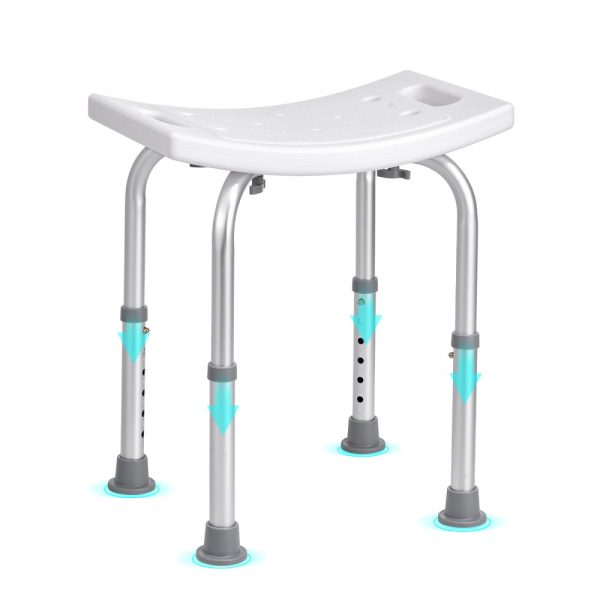 Adjustable Height Shower Chair with Built-in Handles Non-Slip Bathtub Seat for Elderly and Disability Support 158.8kg Capacity
