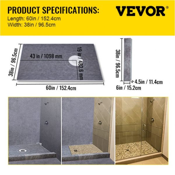 Shower Curb Kit 38x60 Watertight ABS Flange Stainless Steel Grate 4 Cuttable Curbs Trowel Pan Slope Sticks - Image 7