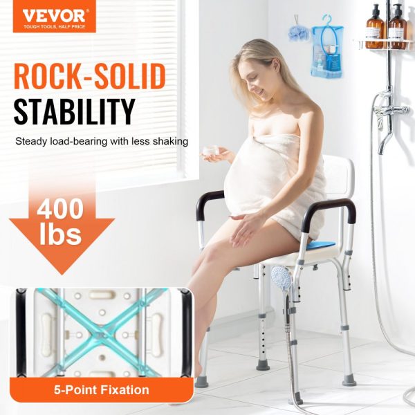 400lbs Shower Chair Bath Stool Seat Height Adjustable for Bathtub Shower - Image 2