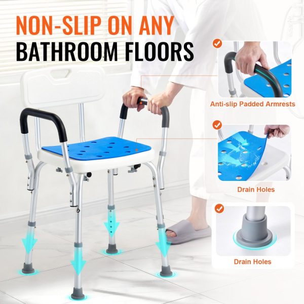 400lbs Shower Chair Bath Stool Seat Height Adjustable for Bathtub Shower - Image 3