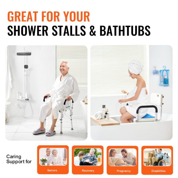 400lbs Shower Chair Bath Stool Seat Height Adjustable for Bathtub Shower - Image 5