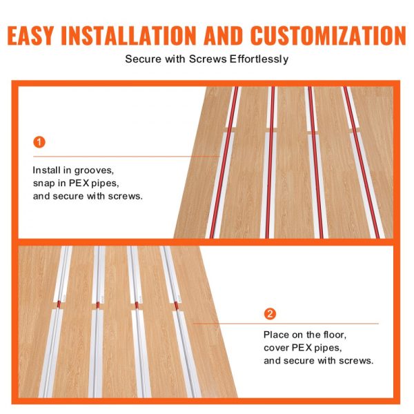 Durable Aluminum PEX Heat Transfer Plates 4ft Radiant Heat for 3/4 PEX Pipe Easy to Install and Trim Perfect for Wood Floors 100 Pieces - Image 4