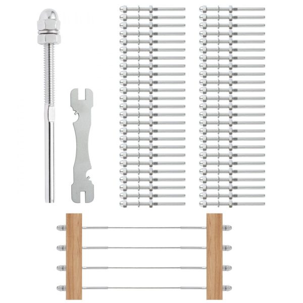 51-Pack Cable Railing Fittings T316 Stainless Steel 1/8 Cable Deck Rail Tension End for Wood/Metal Post Silver