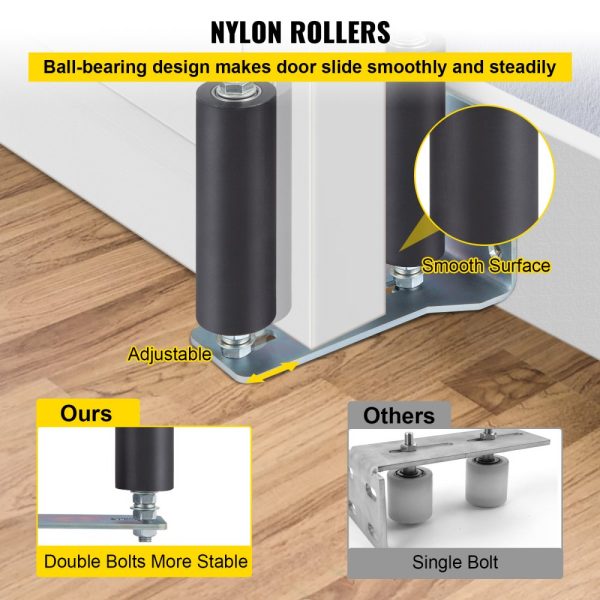 6 Black Nylon Sliding Gate Roller with Zinc Coating, L-Shape Bracket, and Adjustable Bolts - Gate Roller Guide Assembly - Image 4