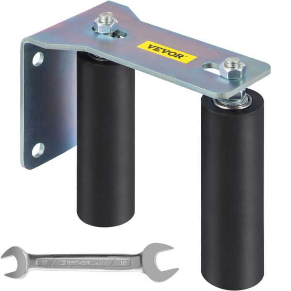6 Black Nylon Sliding Gate Roller with Zinc Coating, L-Shape Bracket, and Adjustable Bolts - Gate Roller Guide Assembly