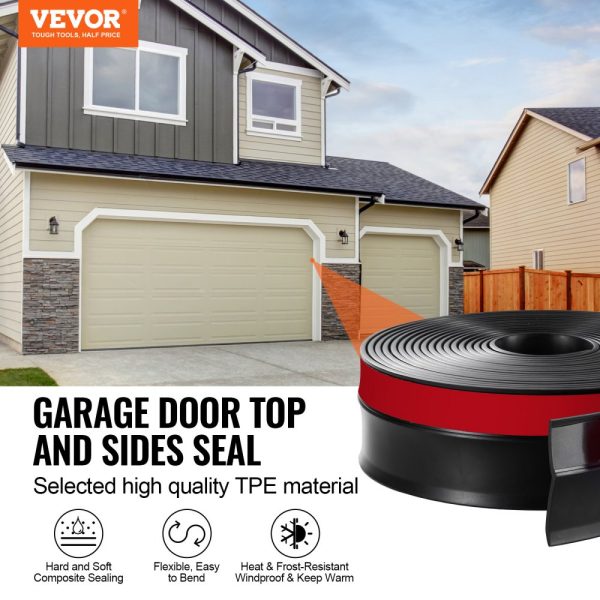 Garage Door Top and Sides Seal Strip 20 FT Universal Weather Stripping - Image 2
