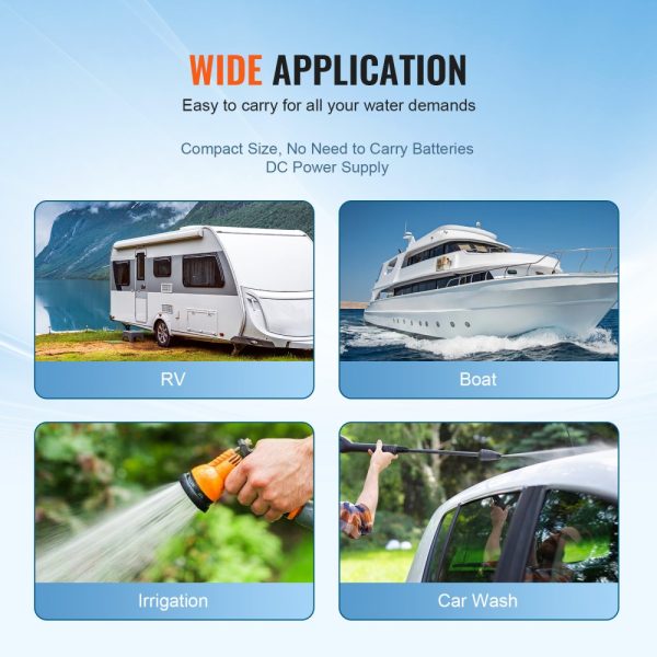 12V DC Water Diaphragm Pump 3.5 GPM Flow 55 PSI Adjustable 40-80 PSI 1/2 MNPT Self-Priming Pressure Switch for RV Camper Marine Boat Lawn FCC Certified - Image 6