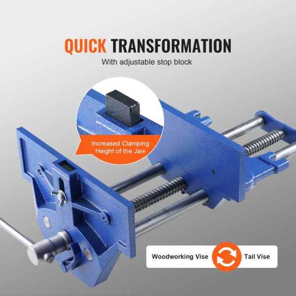 13 Inch Woodworking Bench Vise Heavy Duty Cast Iron Construction 10.6 Inch Jaw Width Quick Release Lever for Workbench Tool for Woodworking Cutting & Drilling - Image 4