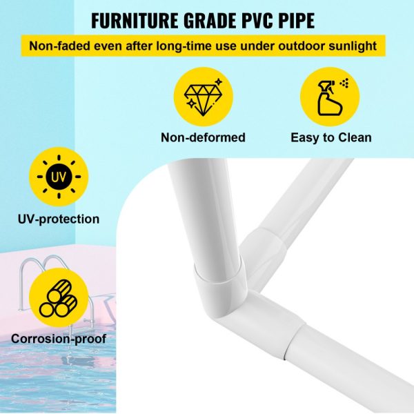 8 Bar Poolside Towel Rack with PVC Triangle Design, White, Outdoor Storage for Beach & Pool - Image 4