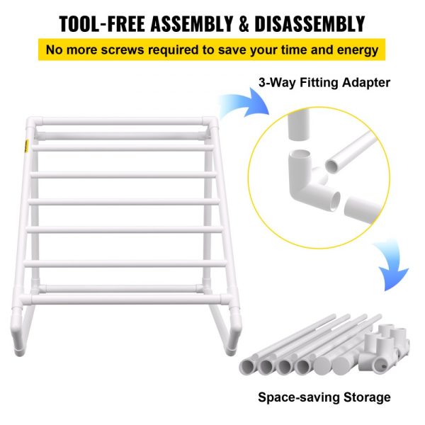 8 Bar Poolside Towel Rack with PVC Triangle Design, White, Outdoor Storage for Beach & Pool - Image 6