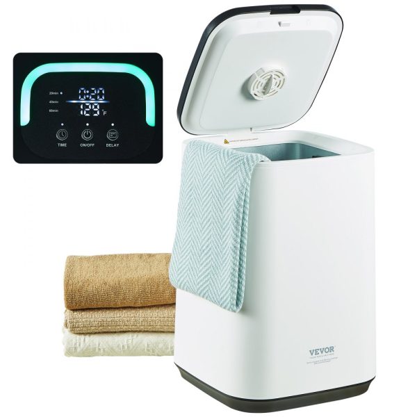 Towel Warmer 20L with 24h Delay Timer, 20/40/60 Mins Auto Shut Off, Child Lock, LED Screen, and U-Shaped Light for Bathroom, Spa, and Bedroom