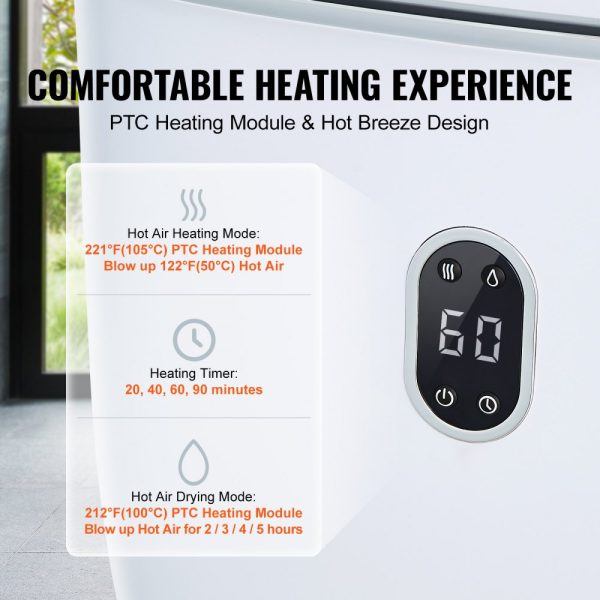 35L Large Towel Warmer Bucket with LED Screen Drying Fuction & Timer White - Image 3