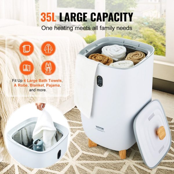 35L Large Towel Warmer Bucket with LED Screen Drying Fuction & Timer White - Image 5