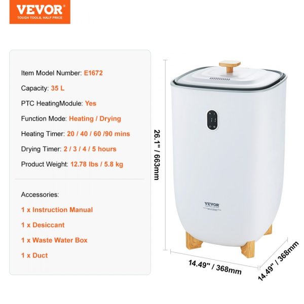 35L Large Towel Warmer Bucket with LED Screen Drying Fuction & Timer White - Image 7