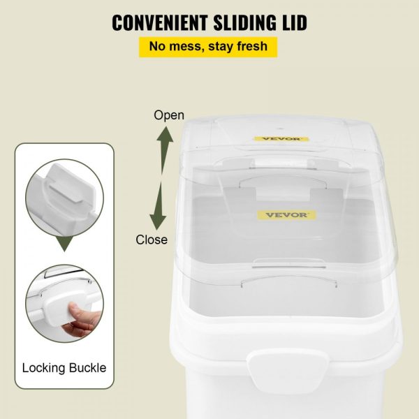27 Gallon / 500 Cup Ingredient Storage Bin with Scoop Sliding Lid Commercial Use White - Image 4