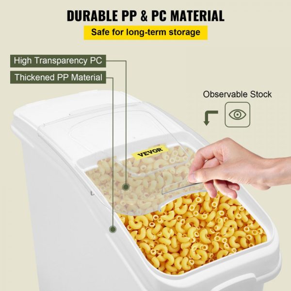 27 Gallon / 500 Cup Ingredient Storage Bin with Scoop Sliding Lid Commercial Use White - Image 5
