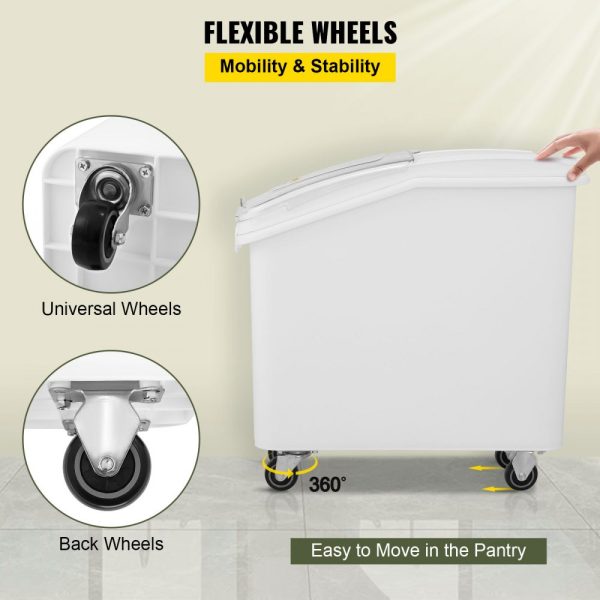 27 Gallon / 500 Cup Ingredient Storage Bin with Scoop Sliding Lid Commercial Use White - Image 6
