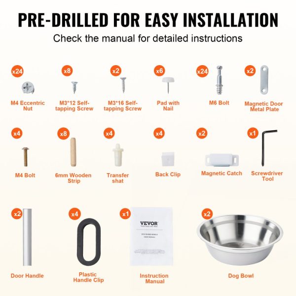 Pet Feeding Station w/ 2 Elevated Dog Bowls Dog Food & Toy Storage Cabinet - Image 4