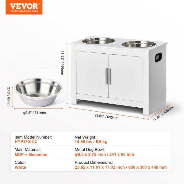 Pet Feeding Station w/ 2 Elevated Dog Bowls Dog Food & Toy Storage Cabinet - Image 7