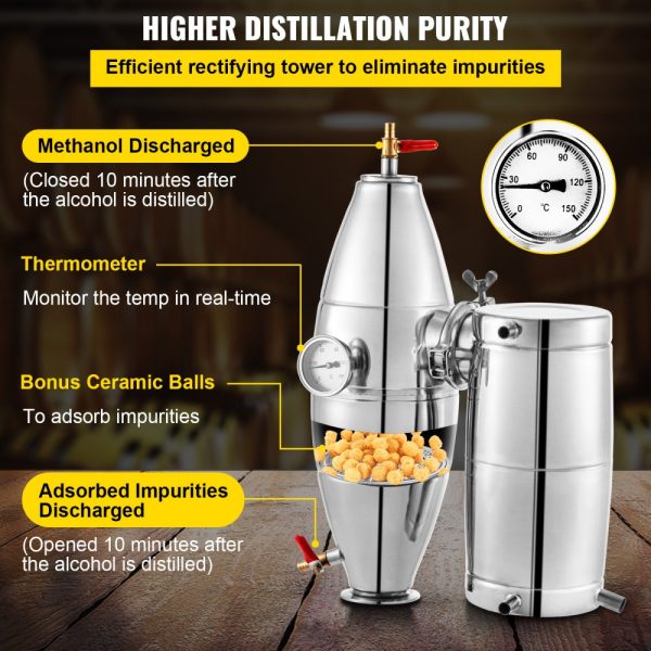50L 304 Stainless Steel Alcohol Distiller for Home Use with Thermometer for Whiskey Brandy Essential - Image 4