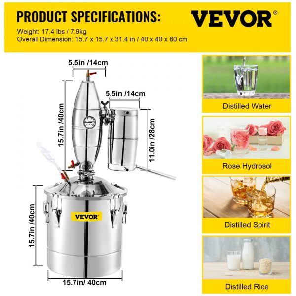 50L 304 Stainless Steel Alcohol Distiller for Home Use with Thermometer for Whiskey Brandy Essential - Image 7