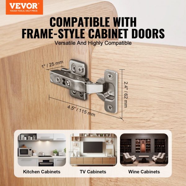 Cabinet Door Hinges 50 Packs Full Overlay Soft Close for Frameless Type - Image 2