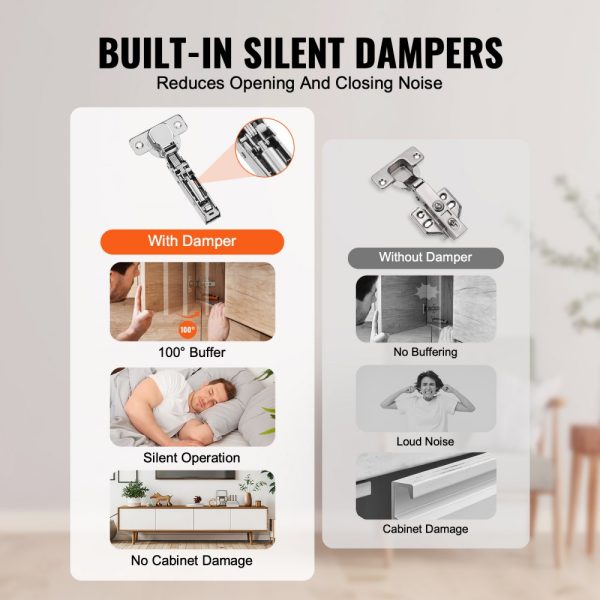 Cabinet Door Hinges 50 Packs Full Overlay Soft Close for Frameless Type - Image 3