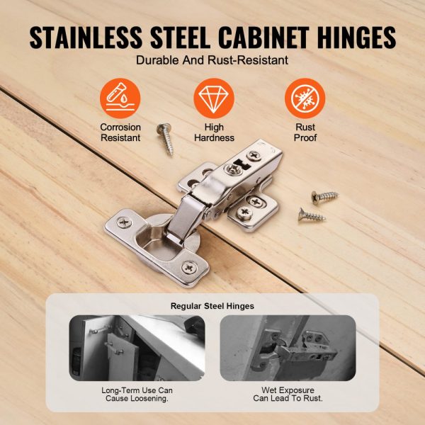Cabinet Door Hinges 50 Packs Full Overlay Soft Close for Frameless Type - Image 6