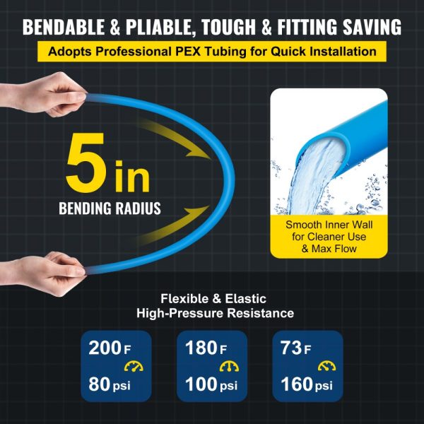 1 inch Pex Tubing Pipe 300ft Flexible Non-Oxygen Barrier 80-160 PSI Water Line Blue Radiant Floor Heating - Image 4