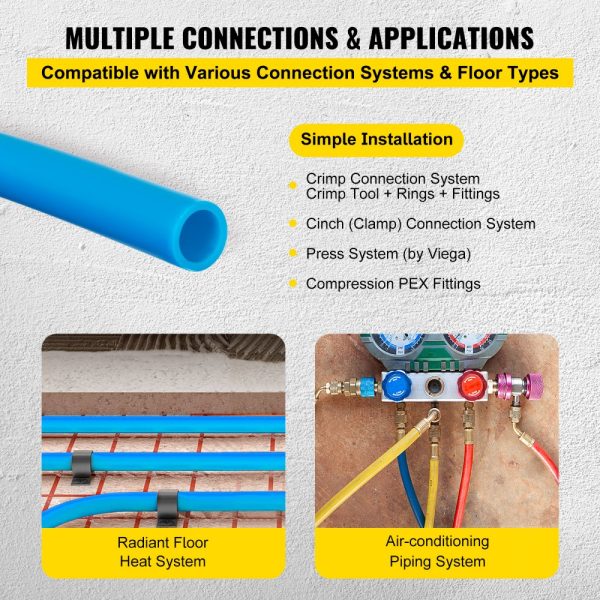 1 inch Pex Tubing Pipe 300ft Flexible Non-Oxygen Barrier 80-160 PSI Water Line Blue Radiant Floor Heating - Image 7
