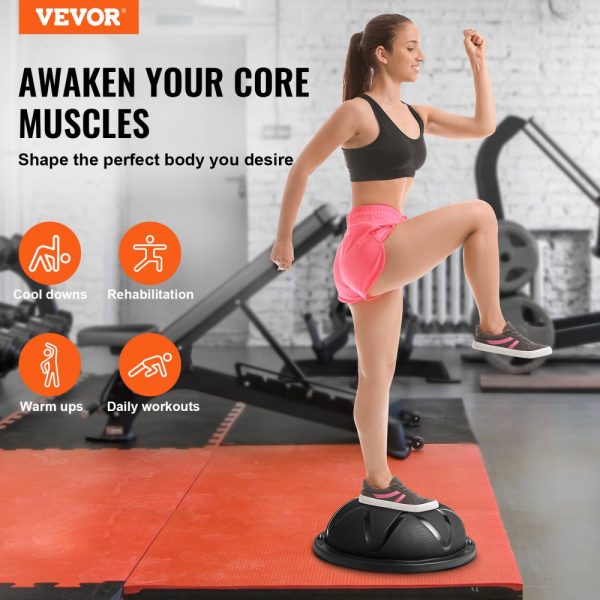 Half Exercise Ball Trainer - 23-inch Balance Ball Trainer with 660 lbs Capacity, Resistance Bands, Pump for Home Gym, Full Body Workouts, Black - Image 2