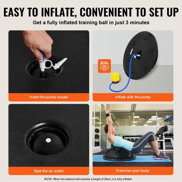 Half Exercise Ball Trainer - 23-inch Balance Ball Trainer with 660 lbs Capacity, Resistance Bands, Pump for Home Gym, Full Body Workouts, Black - Image 5