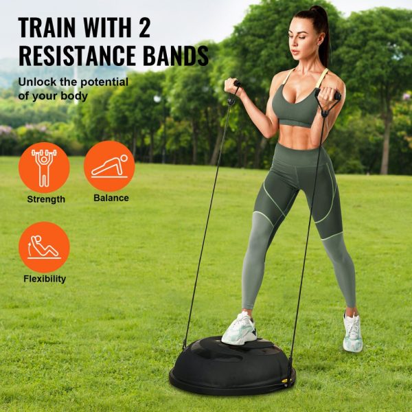 26 Inch Balance & Stability Ball with 1500lbs Capacity Black Yoga Ball Trainer with Resistance Bands Foot Pump for Home Gym Full Body Workout - Image 3