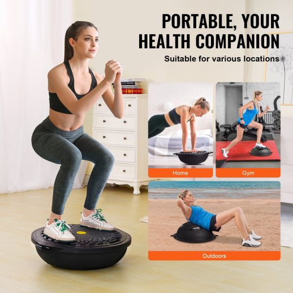 26 Inch Balance & Stability Ball with 1500lbs Capacity Black Yoga Ball Trainer with Resistance Bands Foot Pump for Home Gym Full Body Workout - Image 6