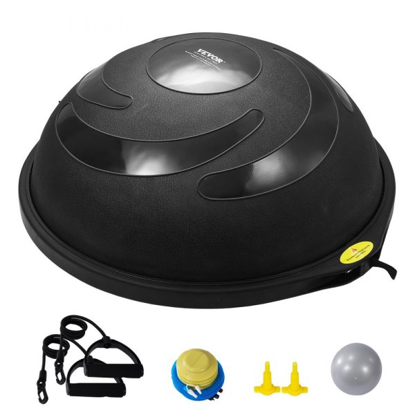 26 Inch Balance & Stability Ball with 1500lbs Capacity Black Yoga Ball Trainer with Resistance Bands Foot Pump for Home Gym Full Body Workout