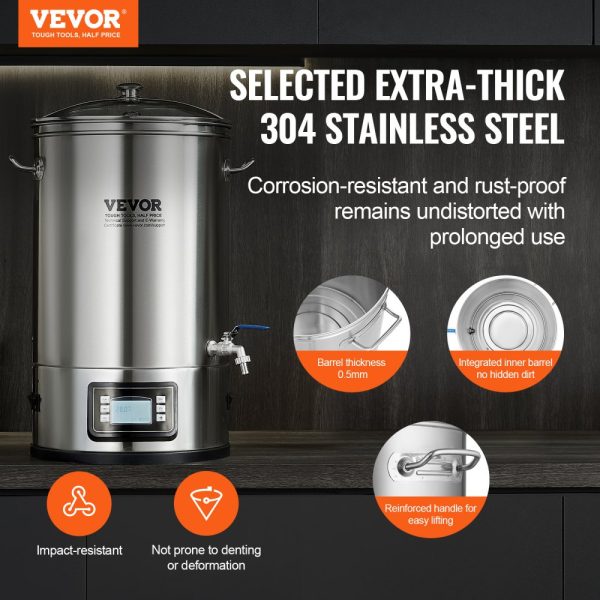 Electric 8 Gallon Home Beer Brewing System with Stainless Steel Stock Pot and Control Panel - Image 2