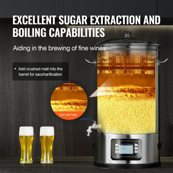 Electric 8 Gallon Home Beer Brewing System with Stainless Steel Stock Pot and Control Panel - Image 3