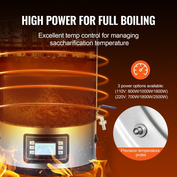 Electric 8 Gallon Home Beer Brewing System with Stainless Steel Stock Pot and Control Panel - Image 4