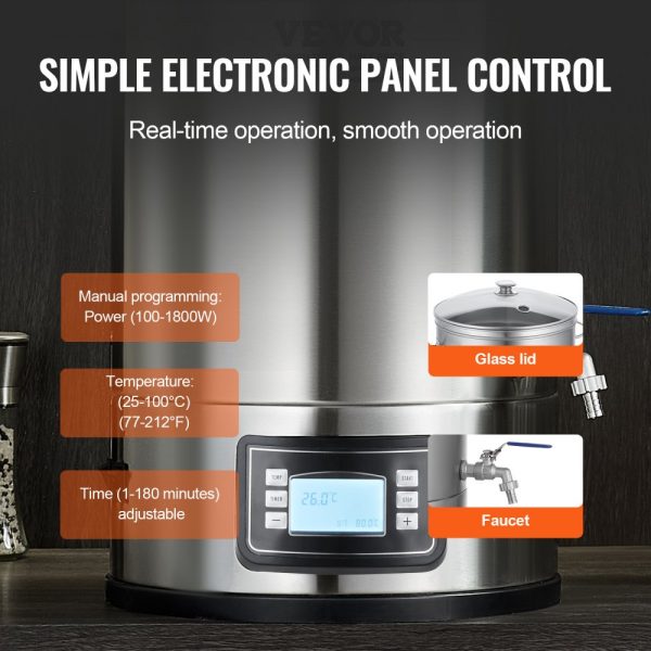 Electric 8 Gallon Home Beer Brewing System with Stainless Steel Stock Pot and Control Panel - Image 5