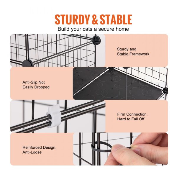 Large 3-tier Cat Cage 28 x 28 x 41" Metal Wire Playpen Catio with Hammock - Image 3