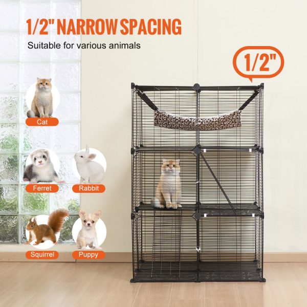 Large 3-tier Cat Cage 28 x 28 x 41" Metal Wire Playpen Catio with Hammock - Image 6
