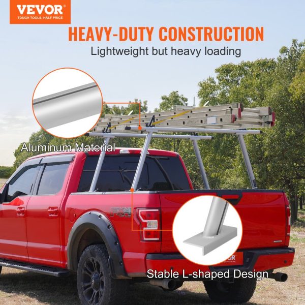 Aluminum Truck Bed Rack, 800LB Capacity, 71X31 Heavy Duty with 8 Non-Drilling C-Clamps, Two-Bar Set for Kayak, Surfboard, Lumber, Ladder - Image 2
