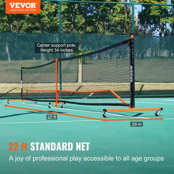 Pickleball Net Set 22FT Regulation Pickleball Net with Weather-Resistant Metal Frame Portable Design Includes Storage Bag Balls Paddles and Wheels Perfect for Outdoor Play - Image 2