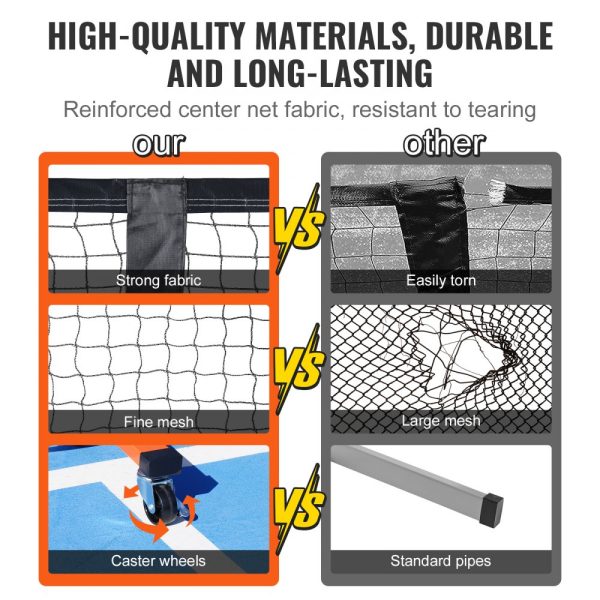 Pickleball Net Set 22FT Regulation Pickleball Net with Weather-Resistant Metal Frame Portable Design Includes Storage Bag Balls Paddles and Wheels Perfect for Outdoor Play - Image 4