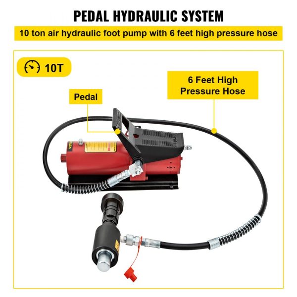 Hydraulic Tube Expander 1-5/8 to 4-1/4 with 10T Pedal Pump 4 Dies 2 Storage Cases for Copper Aluminum Tubes - Image 4